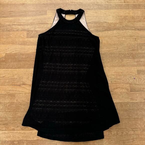 Alya black lace halter a-line cocktail formal mini dress size medium M b9 - Picture 1 of 4